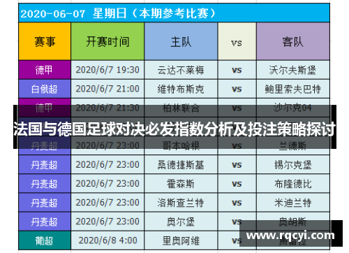 法国与德国足球对决必发指数分析及投注策略探讨